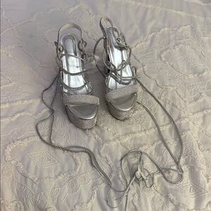 POSTER GIRL Silver Strappy Sandals